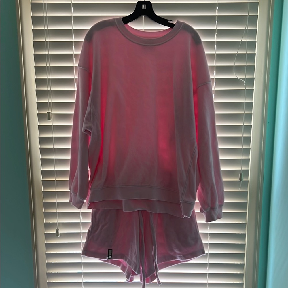 Pink Cozy Sweatshirt and Shorts Set